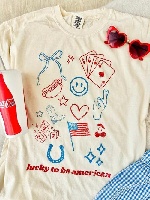 'Lucky To Be American' T-Shirt Hoodie, Sweatshirt | UrbanDripWear.com