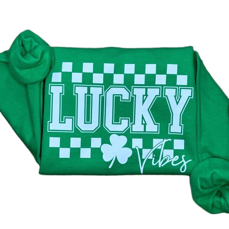Lucky Vibes Sweatshirt, St. Patrick's Day Sweatshirt T-Shirts, Hoodie | UrbanDripWear.com