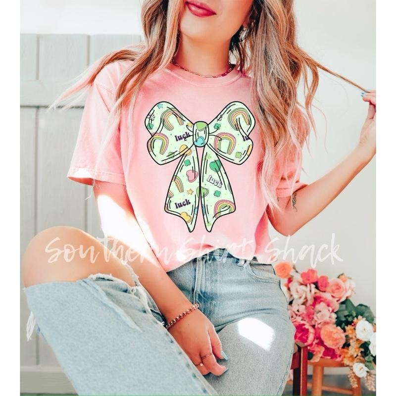 Lucky charm bow t shirt  | blossom comfort colors t shirt | st.pattys day t shirt Hoodie, Sweatshirt | UrbanDripWear.com
