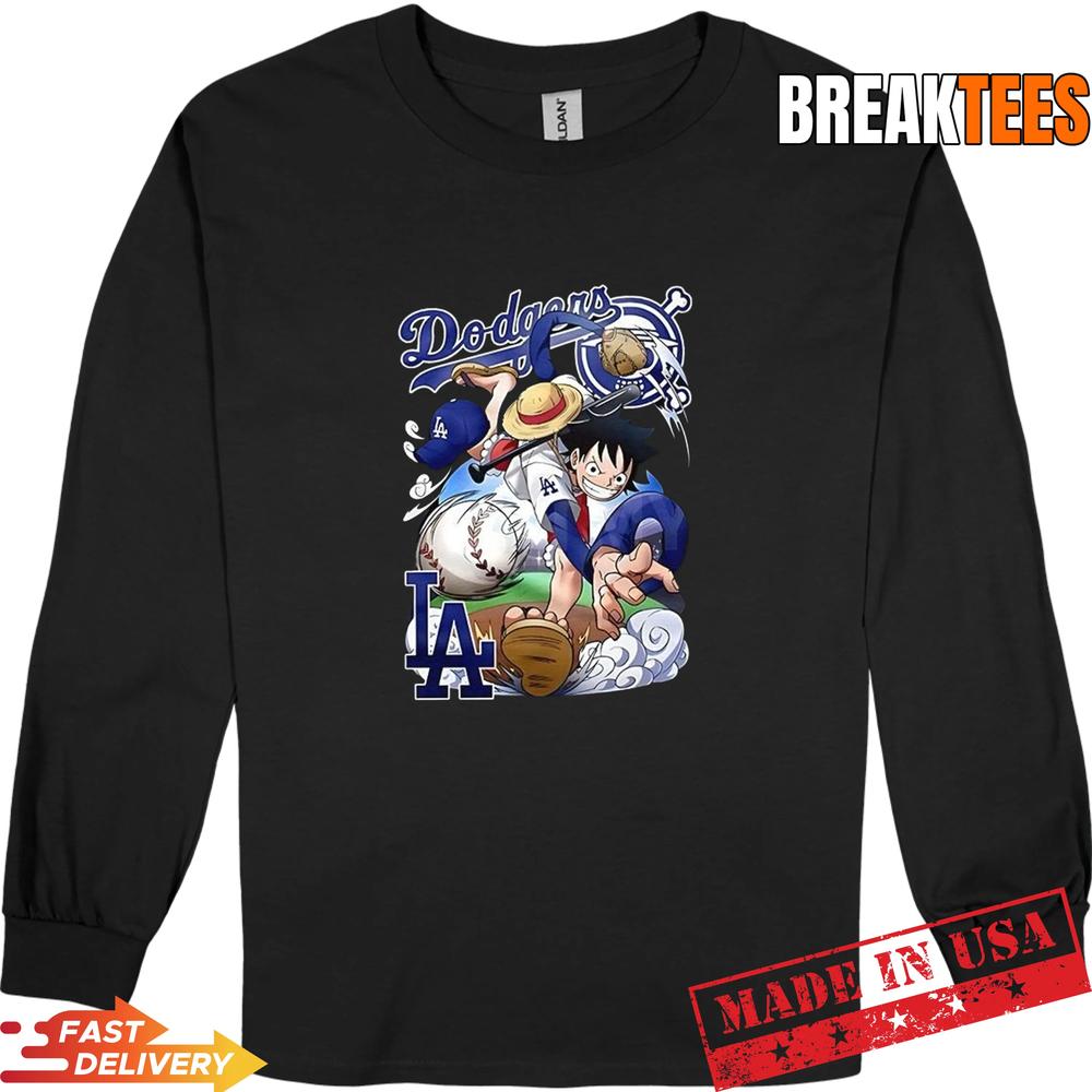 Luffy X Los Angeles Dodgers BaseBall One Piece anime shirt