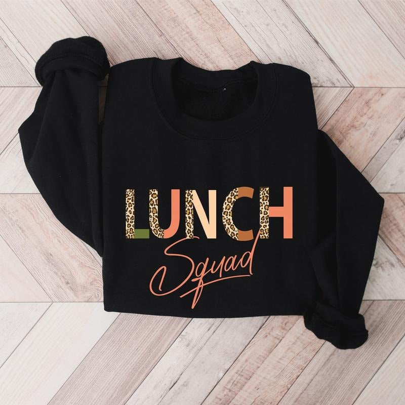 Lunch Squad Sweatshirt, Matching Lunch Lady Sweater, Cafeteria Worker Gift Hoodie, Leopard Lunch Squad Sweatshirt, School...