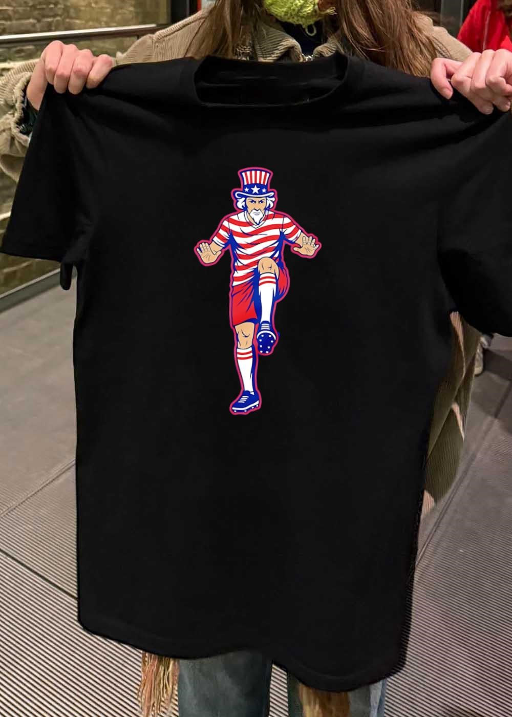 M. Uncle Sam Playing Soccer Graphic T-Shirt