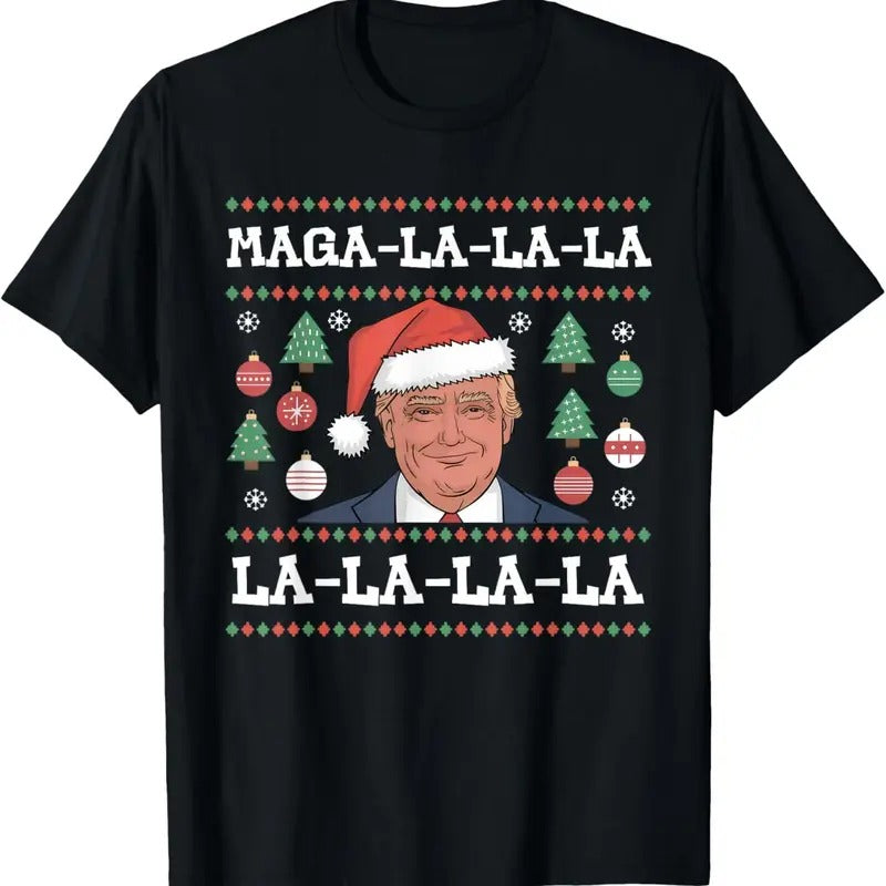 MAGA LA LA LA Donald Trump POTUS 47 Ugly Christmas Sweater T-Shirt Hoodie, Sweatshirt | UrbanDripWear.com