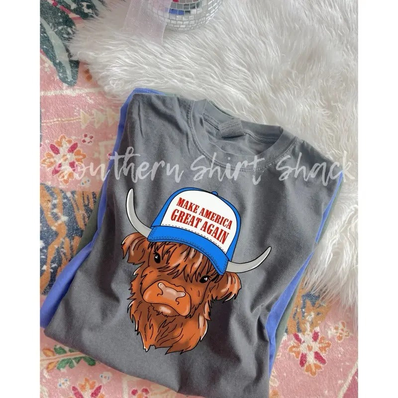 MAGA highland cow  | pepper  comfort colors t shirt Hoodie, Sweatshirt | UrbanDripWear.com