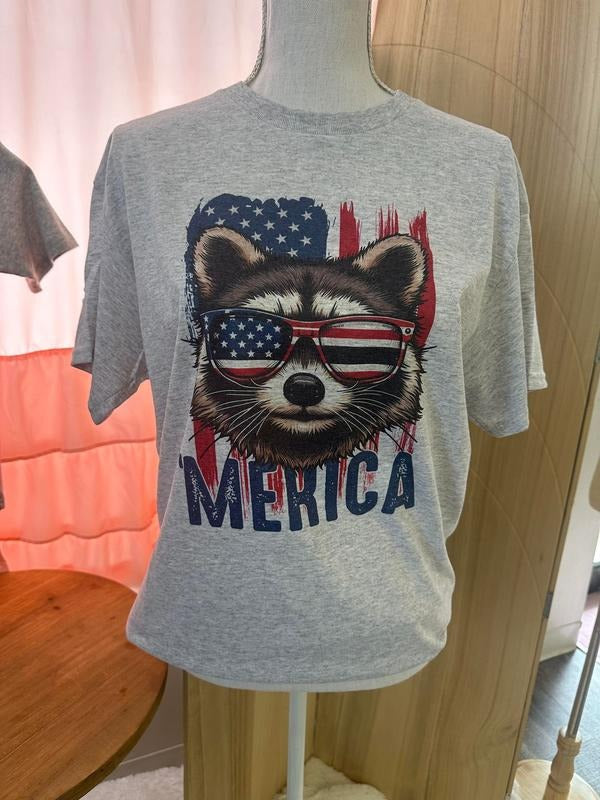 MERICA Raccoon Shirt - Trash Panda Tee - Red White and Blue - Fourth of July Hoodie, Sweatshirt | UrbanDripWear.com