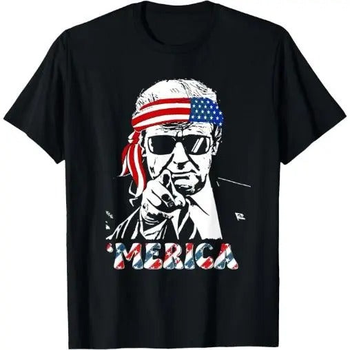 'MERICA TRUMP Happy 4th Of July Trump American Flag T-Shirt Made in USA Hoodie, Sweatshirt | UrbanDripWear.com