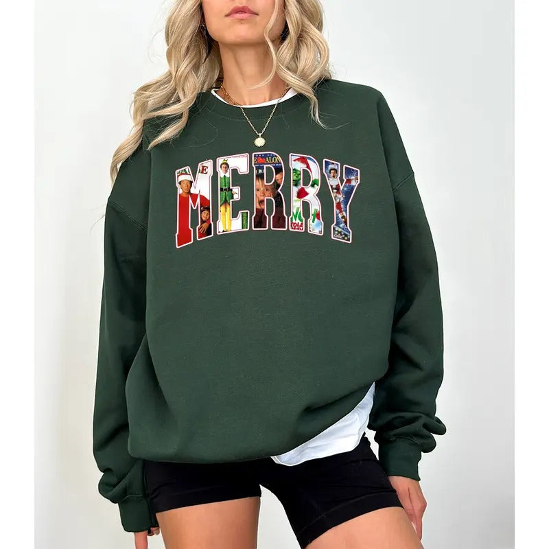 MERRY Christmas 90s Movies Shirt Sweatshirt, Christmas Shirt for Movies Lovers, Christmas 90s Movies Sweater, Christmas...
