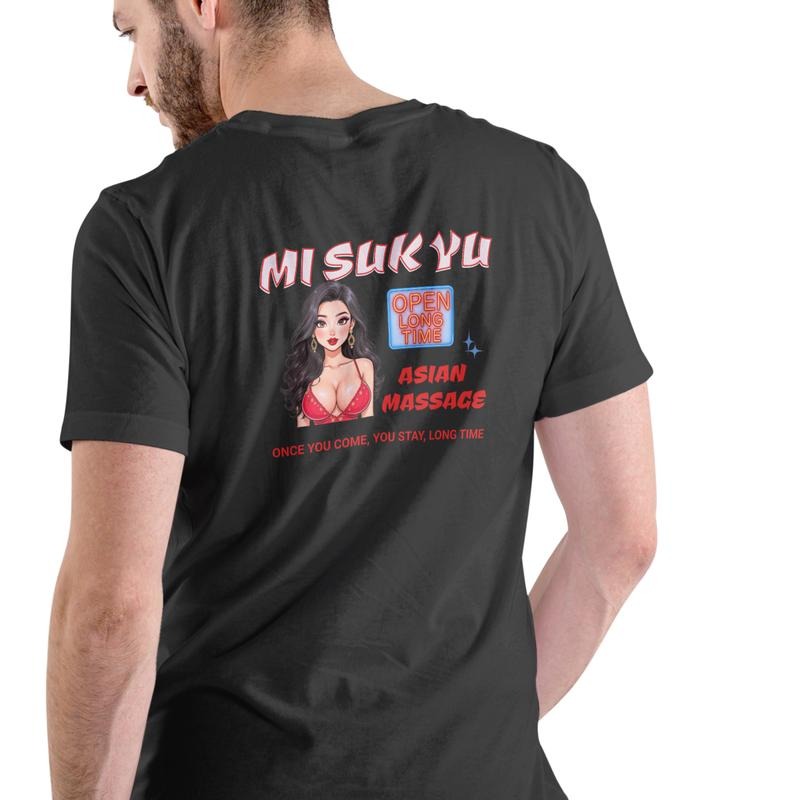 MI SUK YU ASIAN MASSAGE PARLOR T Shirt Unisex Cotton  Black Graphic Tee Hoodie, Sweatshirt | UrbanDripWear.com