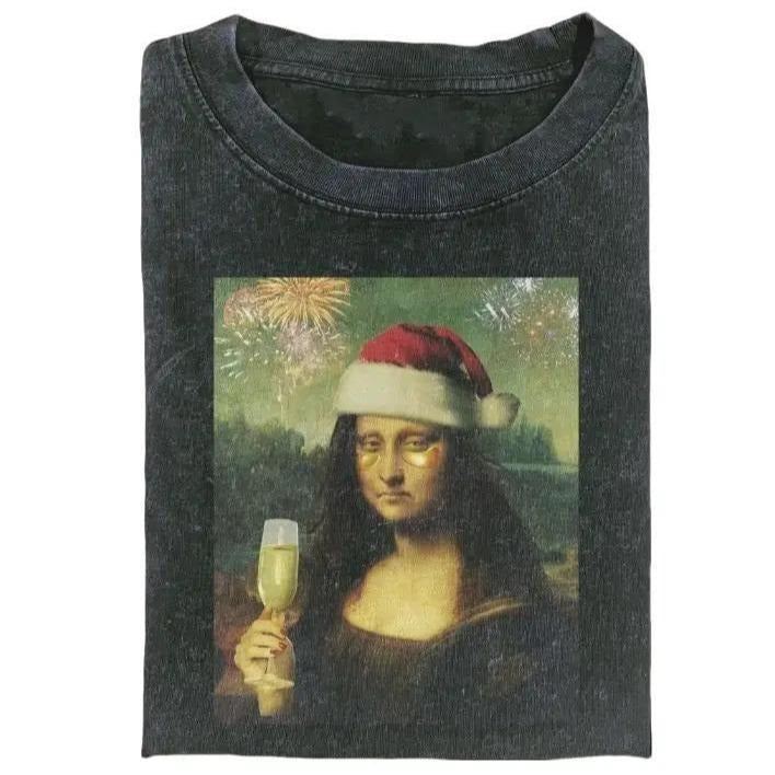 MONA LISA T-SHIRT, Y2K 90s Graphic Shirt, gift for her, him, Womenswear Top, Christmas Shirt Hoodie, Sweatshirt