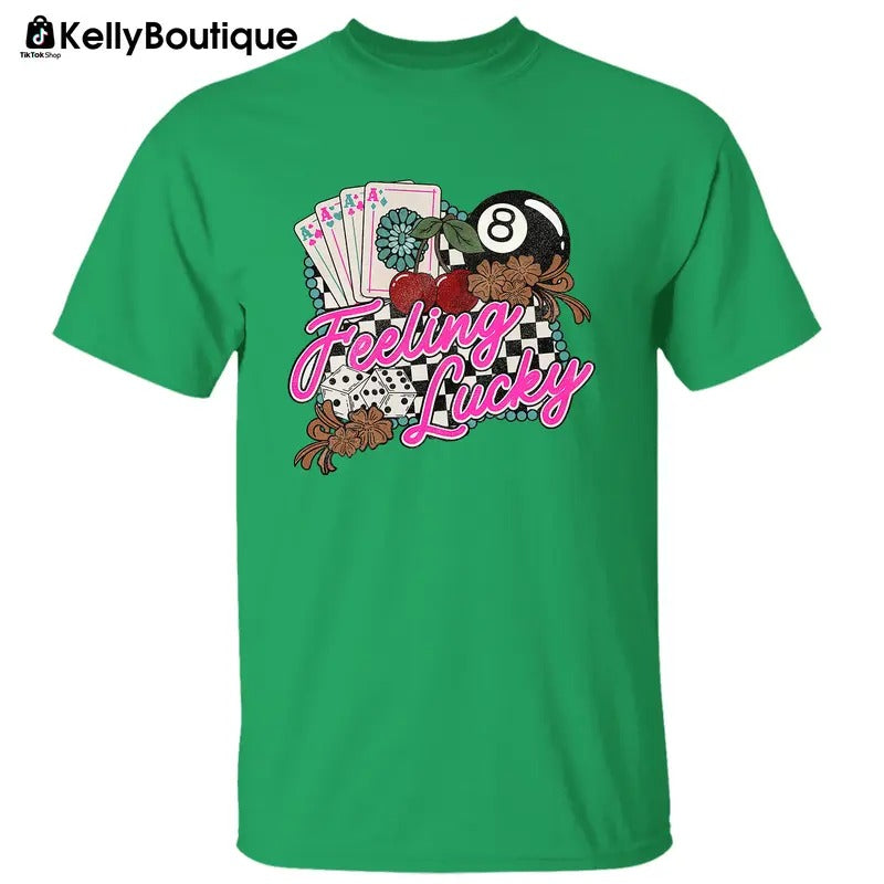 Magic 8 Ball Feeling Lucky Shirt, Lucky Cherries St. Patrick Paddy's Day Irish Pride Graphic Printed Unisex Classic...