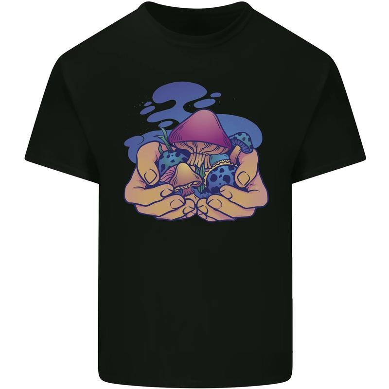 Magic Mushroom Hands Mycology Trippy Mens Cotton T-Shirt Tee Top Made in USA Hoodie, Sweatshirt | UrbanDripWear.com