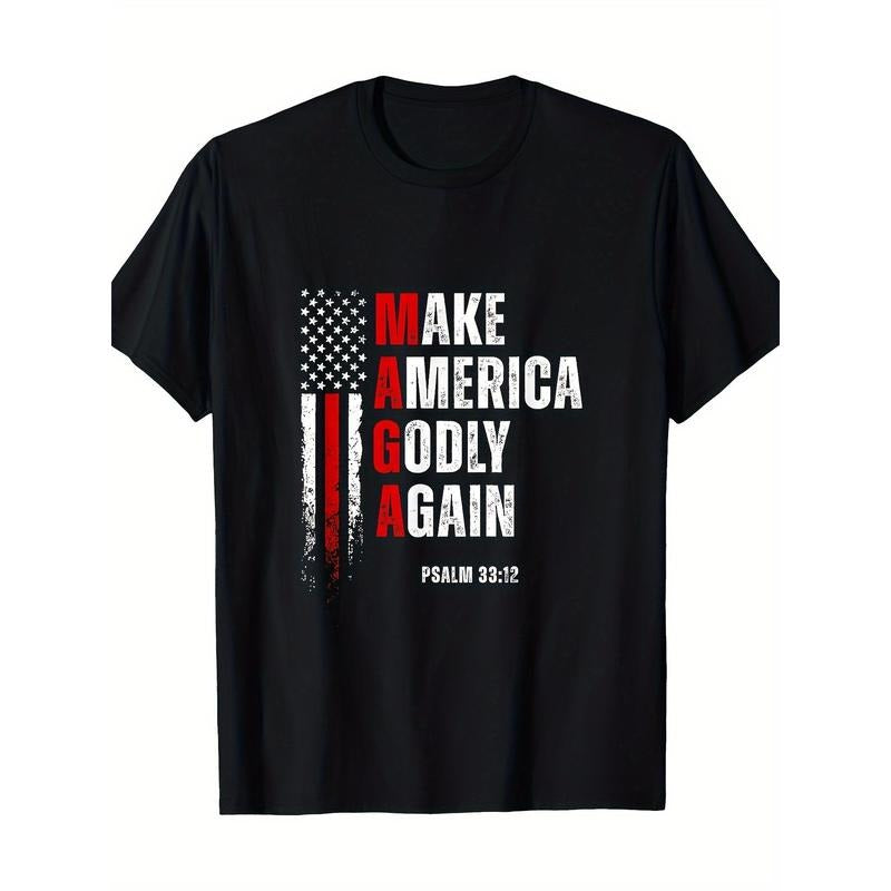 Make America Godly Again" Patriotic Christian T-Shirt for Men