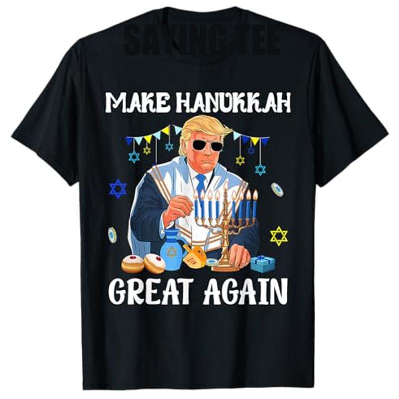 Make Hanukkah Great Again Trump Jewish Ugly Chanukah Sweater T-Shirt Fashion USA Patriots Designer Saying Tee Novelty...