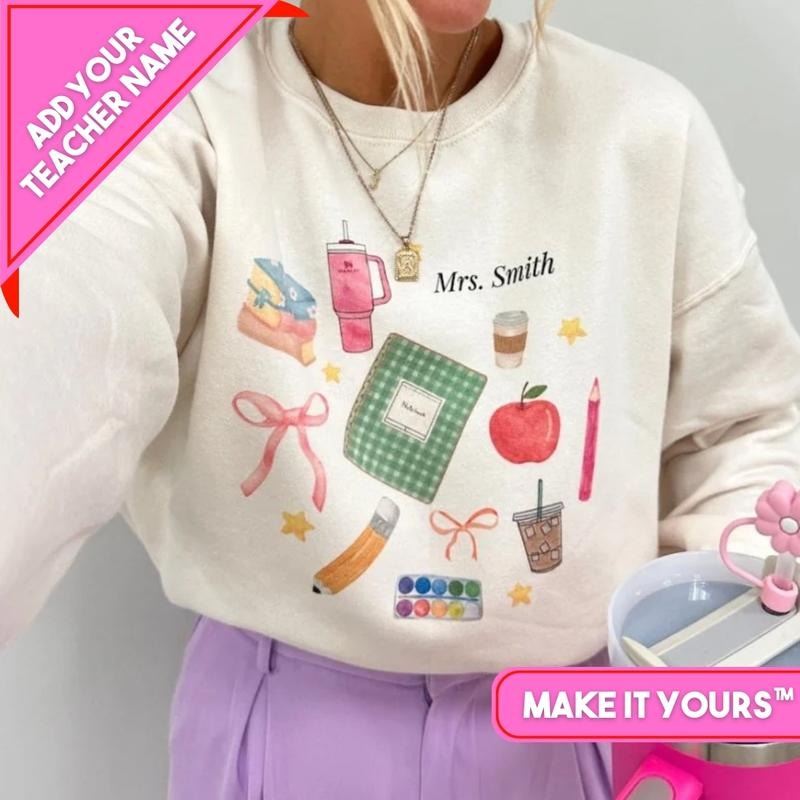 Make It Yours 'Teacher Classroom Essentials' Sweatshirt - Add YOUR Name! T-Shirts, Hoodie | UrbanDripWear.com