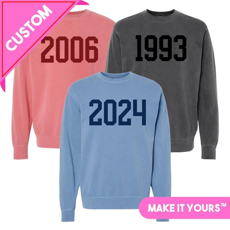 Make It Yours 'Year' Cozy Crew CUSTOM YEAR Sweatshirt Long Sleeve Vintage T-Shirts, Hoodie | UrbanDripWear.com