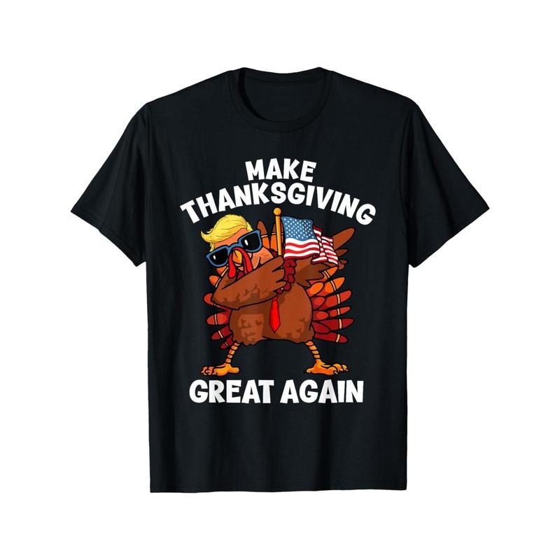 Make Thanksgiving Great Again" Dabbing Turkey & Trump Graphic Tee - Ultra Soft, Breathable Cotton Men's T-Shirt | Perfect...