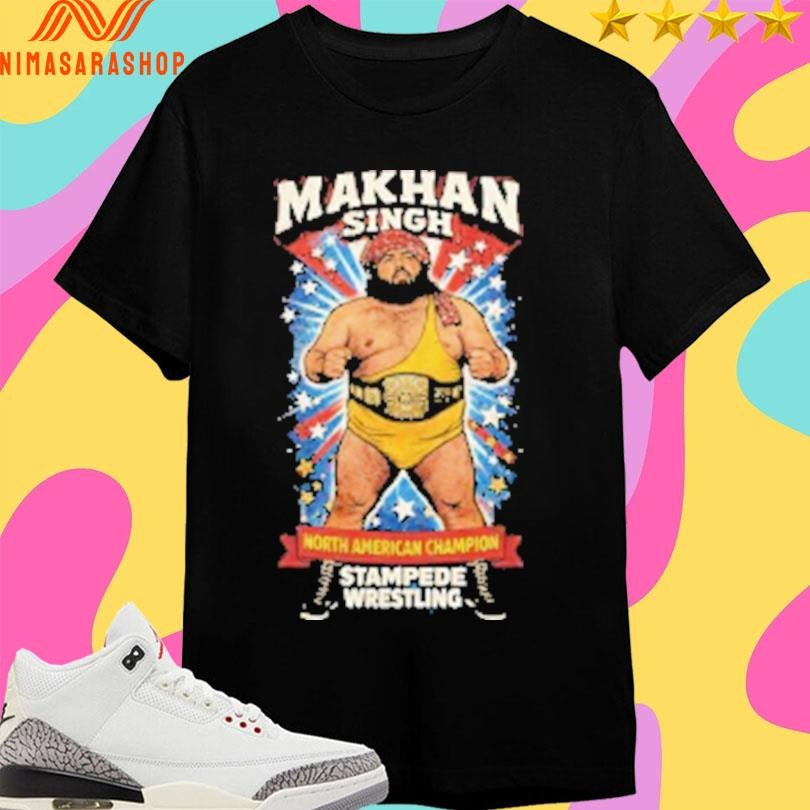 Makhan Singh North American Champion Stampede Wrestling Shirts