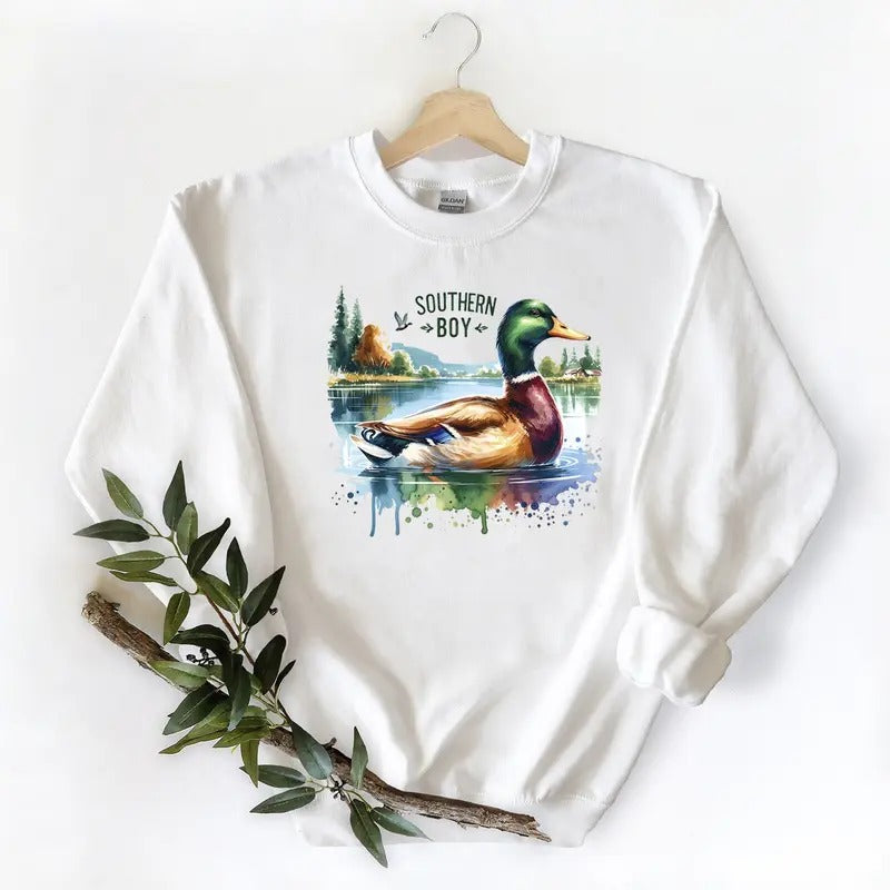 Mallard Duck Western Southern Boy Hunting Sweatshirt, hoodie, Tshirt Unisex Cotton Fabric | UrbanDripWear.com