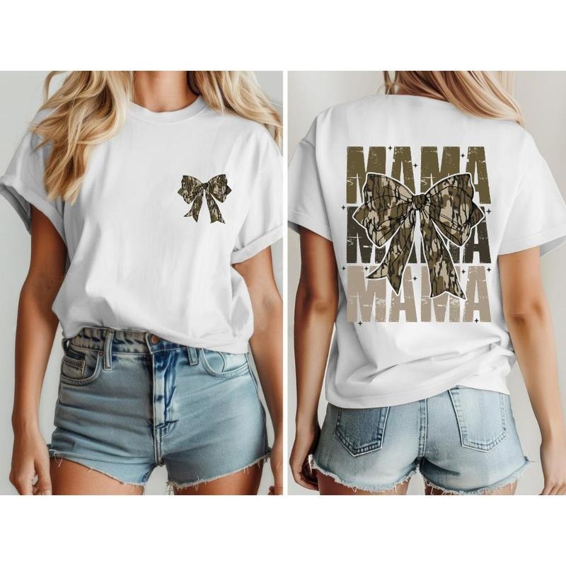 Mama Camo Coquette Bow Shirt, Old School Camo Shirt, Girls Camo Bow Tee, Retro Hunting, Coquette Bow, Camo Dude, Graphic...