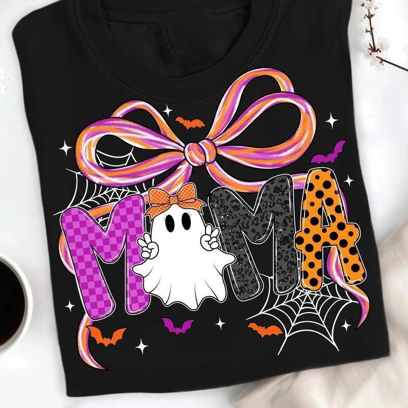 Mama Halloween Coquette shirt Preppy Halloween Mama Bow  Pumpkin Mama Gifts Cozy Fall Gift , Gift for Her"3XL 4XL 5XL"...