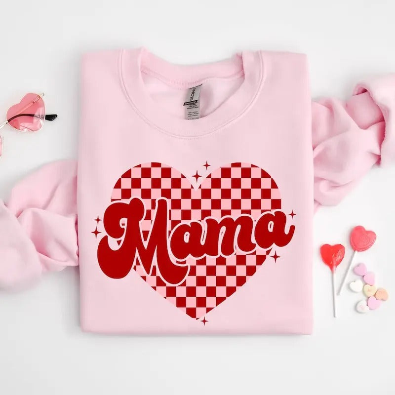 Mama Heart Sweatshirt Mama Valentine Shirt, Mama Love Cute Valentines Sweatshirt Hoodie | UrbanDripWear.com