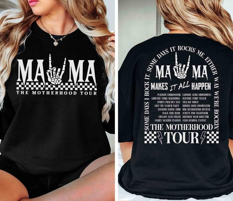Mama Motherhood Tour 2 Sided Shirt Mama Sweatshirt Motherhood Shirt Mother's Day Shirt Gift For Mother's Day Checkered...