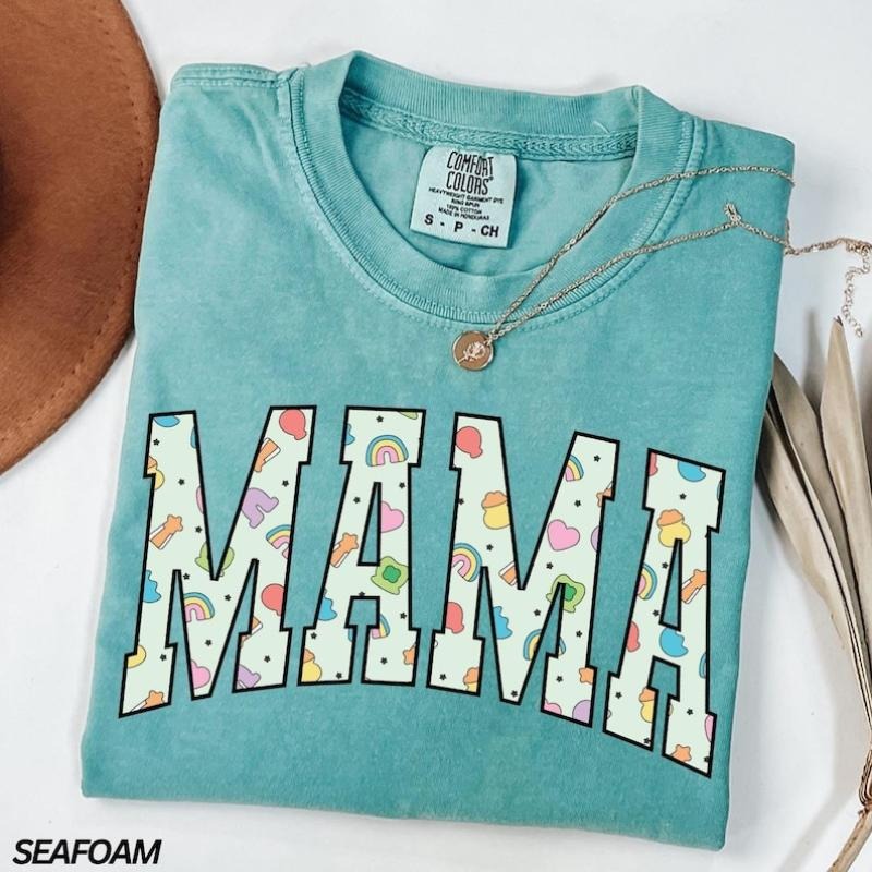 Mama St Patricks Day Shirt, Lucky Mama Shirt, Lucky Charm Shirt, Mama Shamrock Shirt, Retro Mama Tshirt, Four Clover...