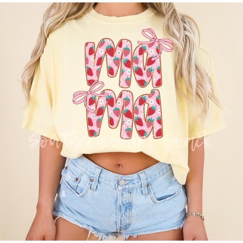 Mama Strawberry & Bows T shirt  | Banana comfort colors t shirt Hoodie, Sweatshirt | UrbanDripWear.com