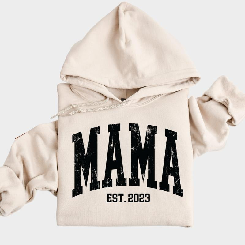 Mama Sweatshirt, Gift for Mom, Mother's Day gift, Mama Est. Sweatshirt, Casual Cotton Sweatshirt Unisex True to Size,...