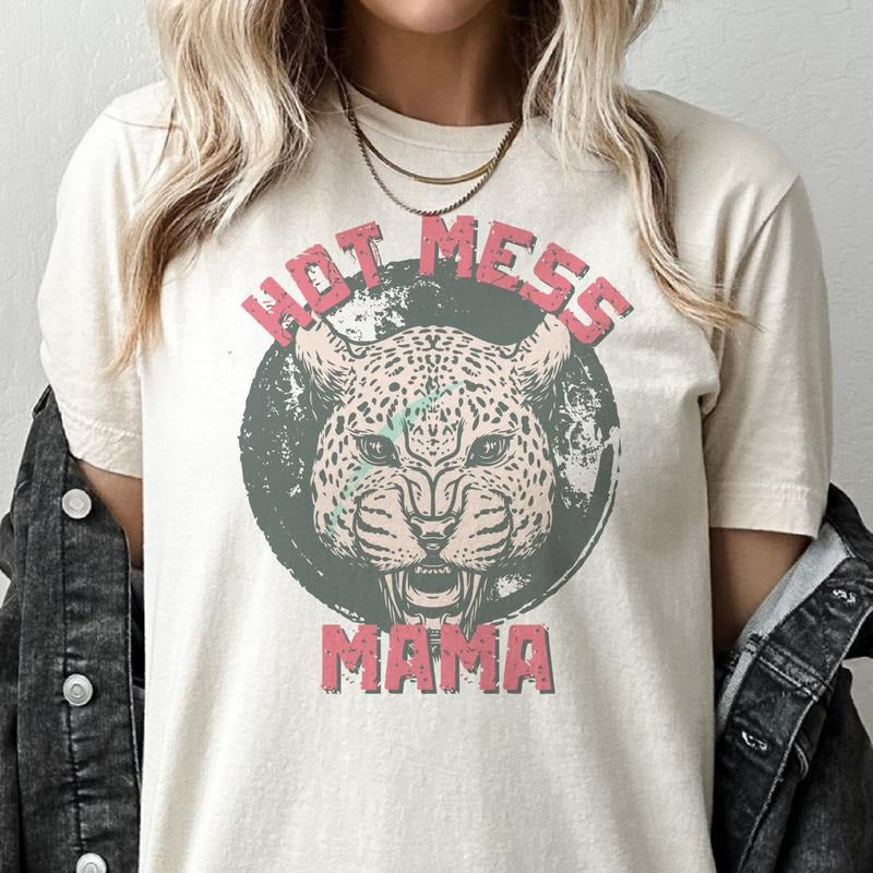 Mama Tees Mama Tired Tshirts Hot Mess Mama Tops One Hell of a Mother T-Shirts Mothers Day Gift Tees Womens Mama Tshirts...