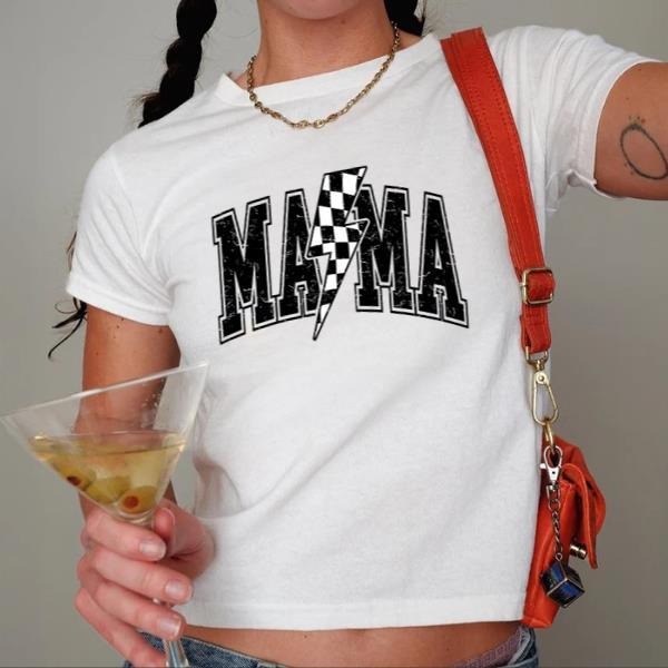 Mama Varsity Babytee, Checkered Mom Shirt, Mother's Day Gift, Lightning Bolt Mama Baby tee, Mother's Day Baby tee Hoodie,...