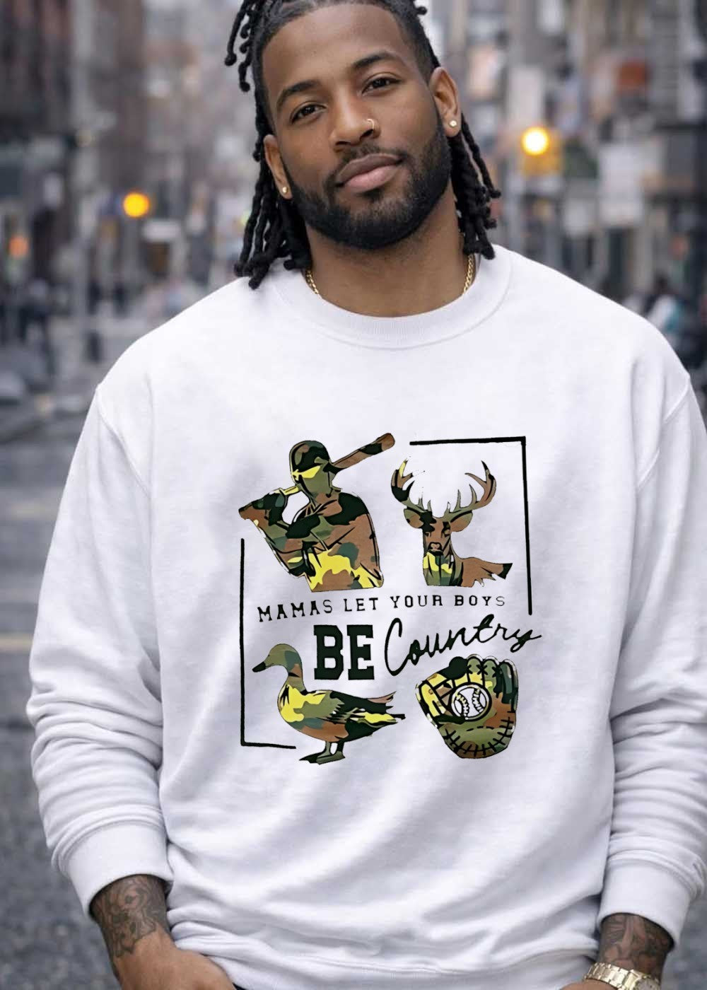Mamas Let Your Boys Be Country Deer Duck Baseball T-Shirt
