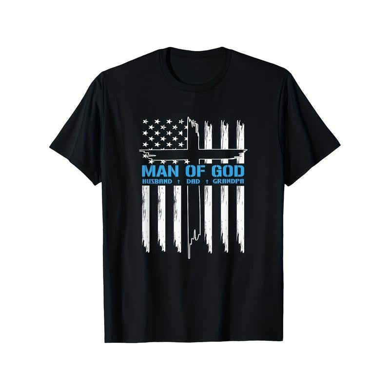 Man Of God Cross American Flag Jesus Christian Tee T-Shirt, Men's T-Shirt made in usa Hoodie, Sweatshirt | UrbanDripWear.com