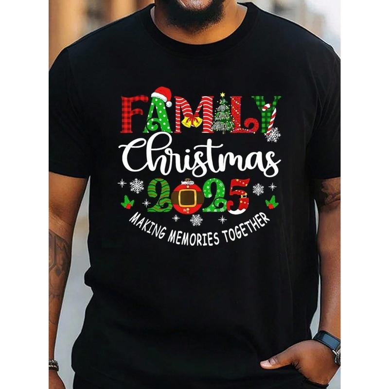 Manfinity Dauomo 2024 Family Christmas Casual T-Shirt For Men, Regular Fit, For Summer Weekend Wear cotton shirt menswear...