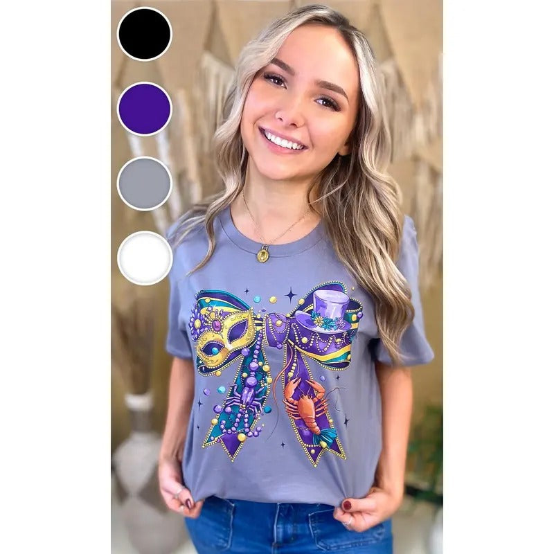Mardi Gras Bow Graphic T-Shirt Hoodie, Sweatshirt | UrbanDripWear.com