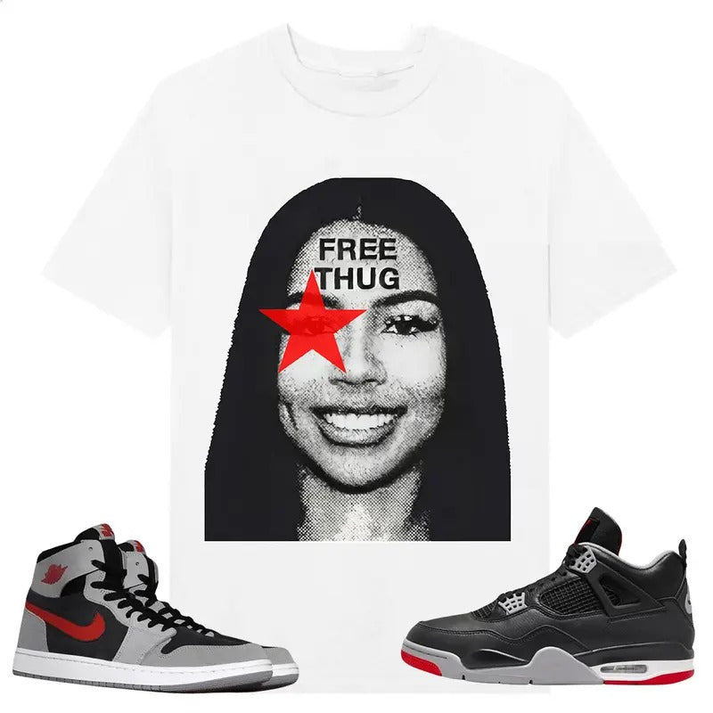 Mariah TS Shirt white to match A J 1 High Zoom CMFT 2 Fire Red Cement Grey, A J 4 Bred, Shirt to matching Sneaker Hoodie,...