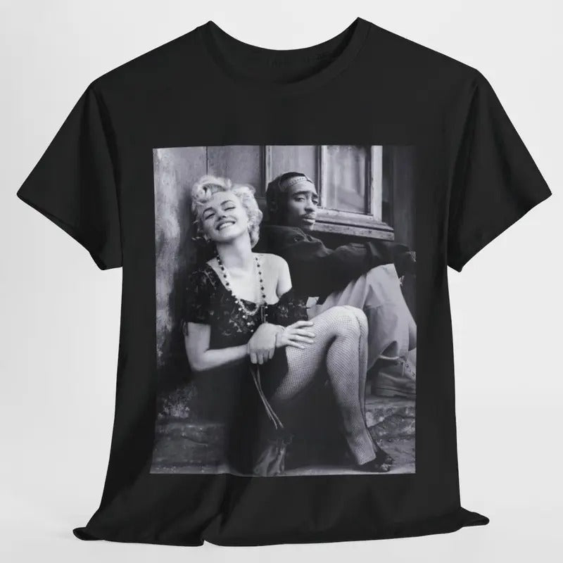 Marilyn Monroe and 2Pac Menswear cotton T-shirt Streetwear Tshirt Hoodie, Sweatshirt | UrbanDripWear.com