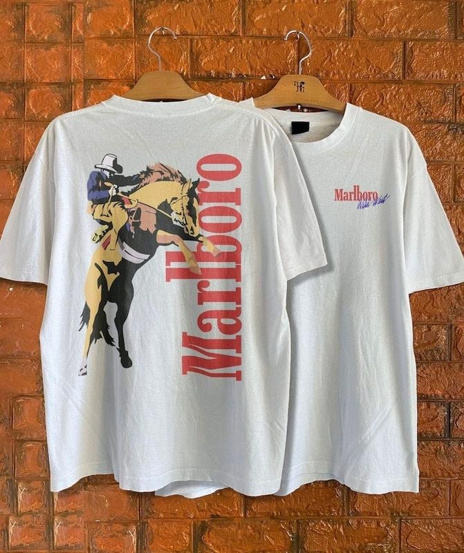 Marlboro Cowboy Wild West T-Shirt Vintage Country Music Shirt Cotton Boho Shirt Rodeo Shirt Country Music T-Shirt 2 Sides...