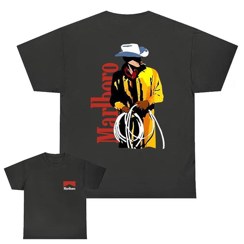Marlboro T-shirt, Vintage 80s Marlboro Cowboy For Men, Full Color Hoodie, Sweatshirt | UrbanDripWear.com
