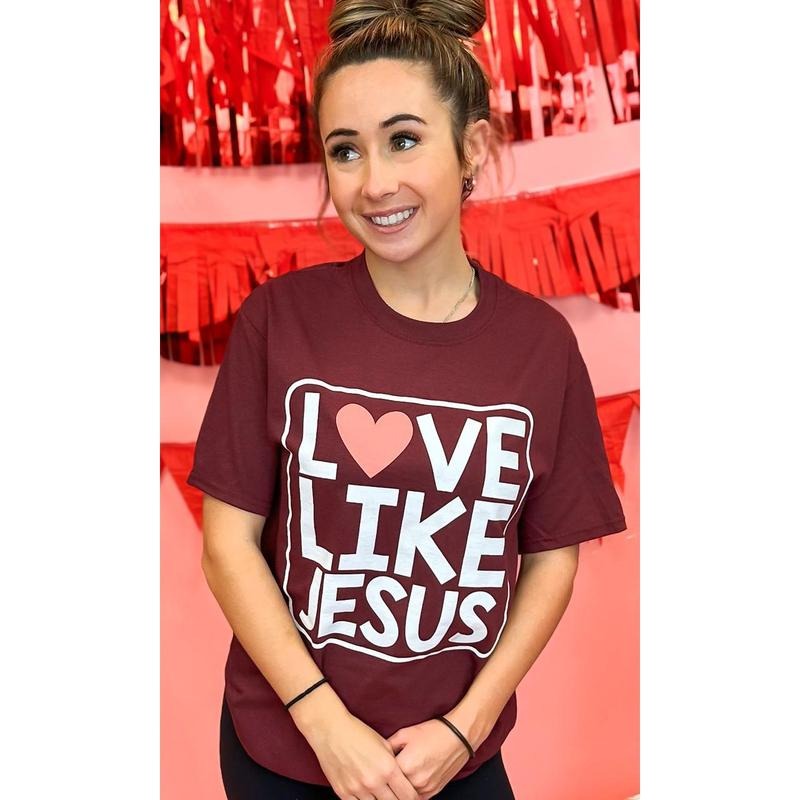 Maroon Love Like Jesus Graphic T-Shirt Hoodie, Sweatshirt | UrbanDripWear.com