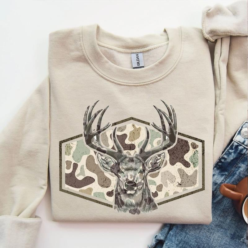 Marsh Old School Deer Camo Hunting Unisex Sweatshirt, Deer Hunting Camouflage Frame Tee, Hunting Deer Camo Frame Shirt...