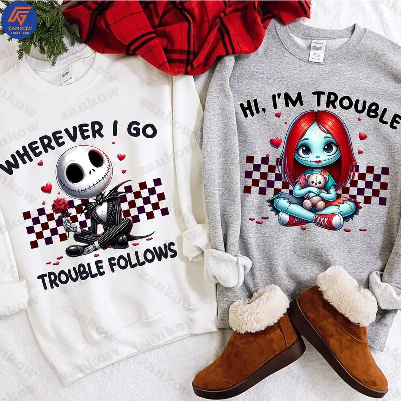 Matching Sweatshirt For Couples Gift For Newly Weds Skeleton Gothic Engagement Sweater vintage  crewnecks Womenswear...