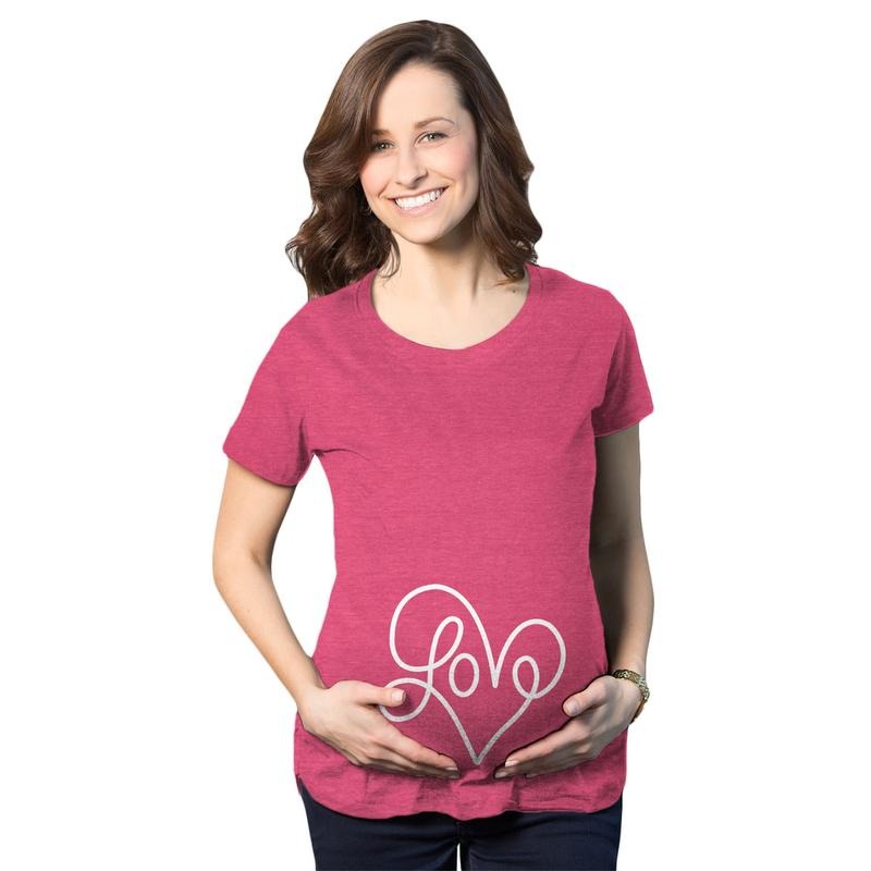 Maternity Love Script Heart T Shirt Cute Adorable Bump Pregnancy Tee Funny Graphic Maternity Tee Cute Pregnancy Tees With...