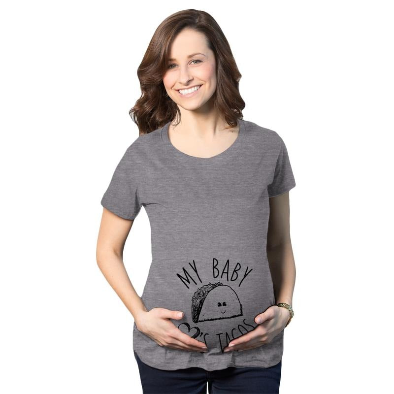 Maternity My Baby Loves Tacos Funny T shirt Cute Announcement Pregnancy Bump Tee Funny Graphic Maternity Tee Cute...