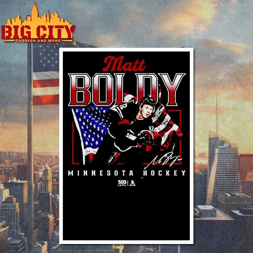 Matt Boldy Minnesota USA Flag signature t-shirt