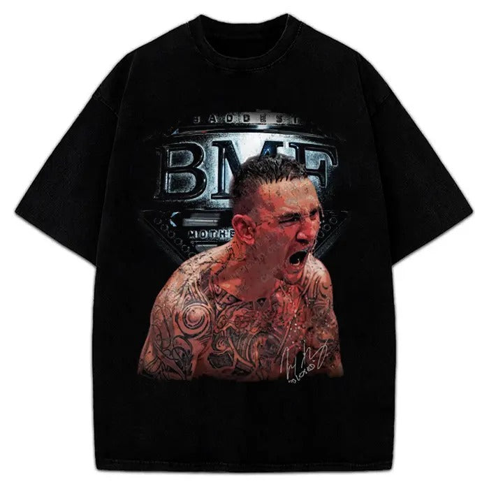 Max Holloway Baddest BMF Vintage Style MMA Graphic Design T-Shirt Cotton Menswear Hoodie, Sweatshirt | UrbanDripWear.com