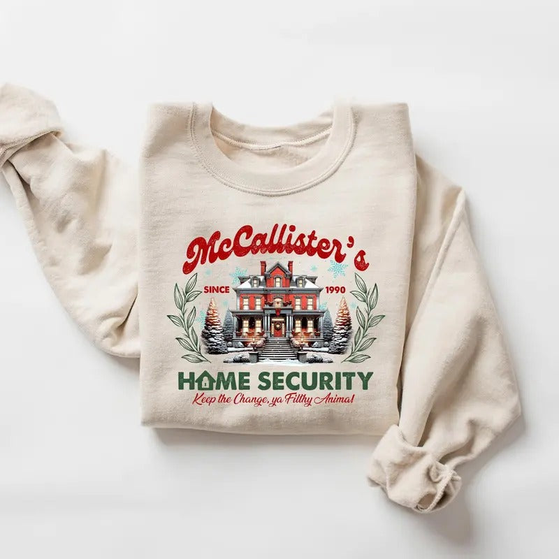 McCallister Home Security Sweatshirt, Christmas Movie Sweater, Funny Christmas Sweatshirt, McCallister Shirt, Christmas...