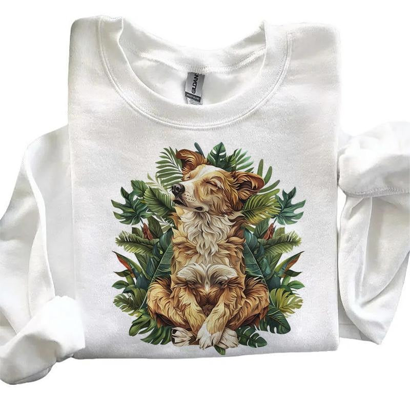 Meditating Dog Retro Sweatshirts Hoodie 4th of July Cute T-shirt Hunting Season Unisex Cotton Womenswear | UrbanDripWear.com