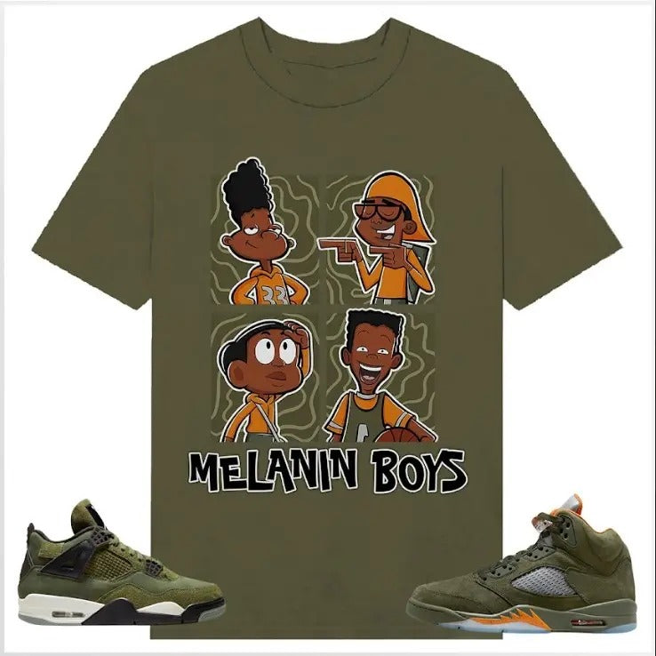 Melanin Boy T-shirt, Shirt match Sneaker Classic Cotton Green Color Hoodie, Sweatshirt | UrbanDripWear.com