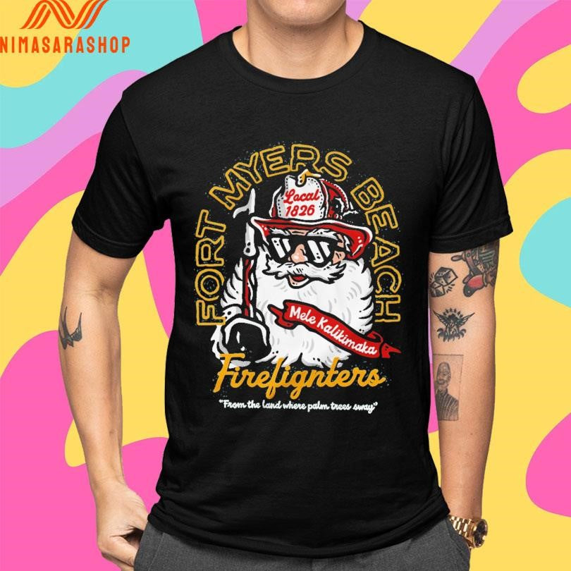 Mele Kalikimaka Fort Myers Beach Firelighters From The Land Where Palm Trees Sway Shirts